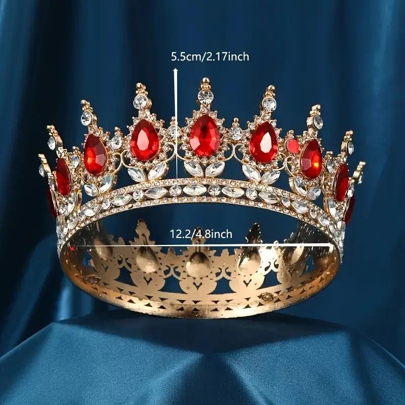 Kids Crystal Round Crown Metal Queen King Crown Unisex Wedding Birthday ...