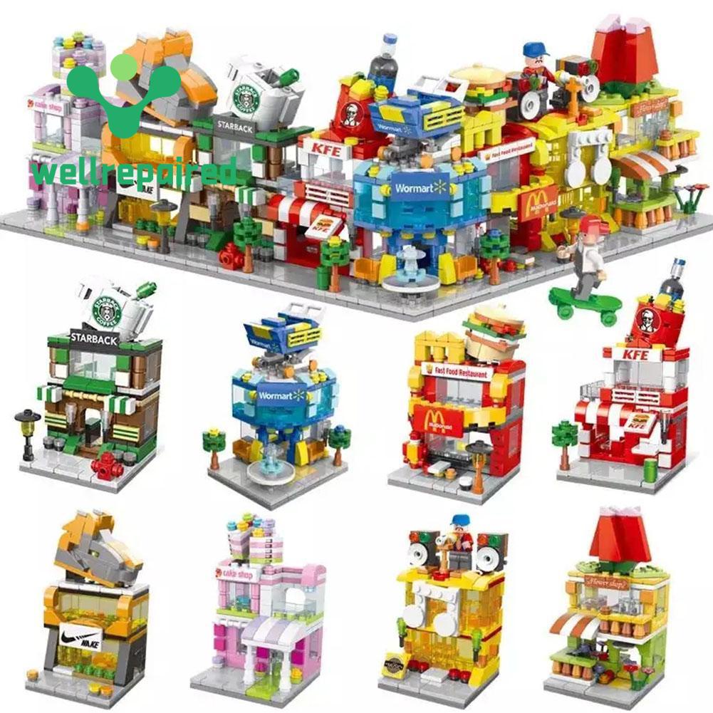 City Building Blocks Toys Mini Street View Assembling Urban Street ...