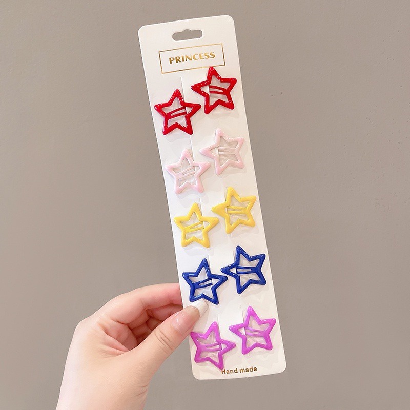 (Bottled) Korean Colorful Y2k Star Hair Clip Set Women Bangs Bb Clip ...