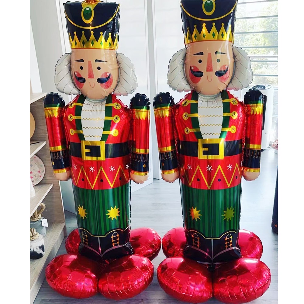 2pcs New Standing Nutcracker Santa Claus Snowman Christmas Balloons ...