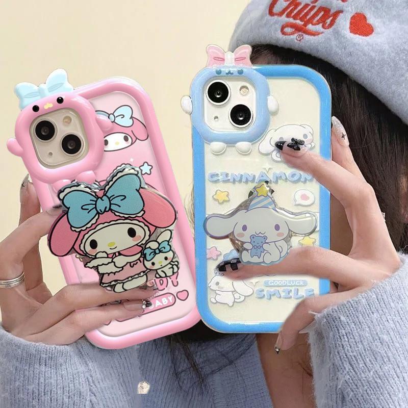 Cute Cartoon Sanrio Melody Cinnamoroll With 3D Holder Casing For Realme ...