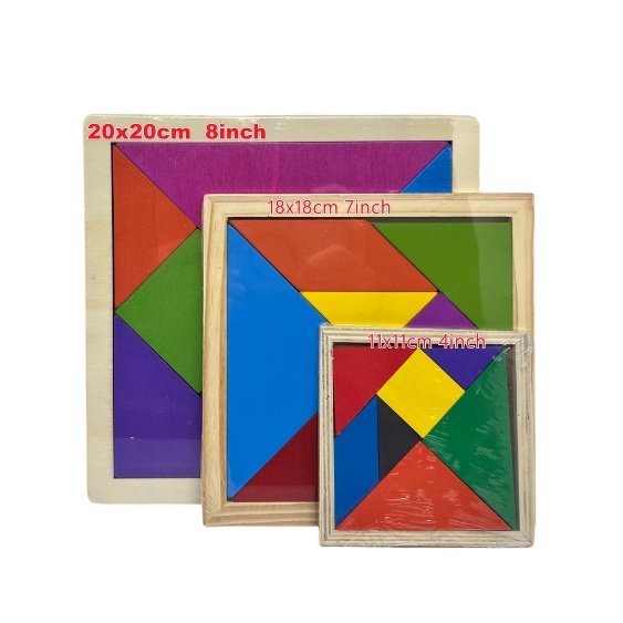 7inch 18x18cm Wooden Tangram Puzzle - Educational toys Thicker | Shopee ...