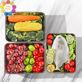 Thicken Stainless Steel Storage Tray With Lid Rectangle Food Plate