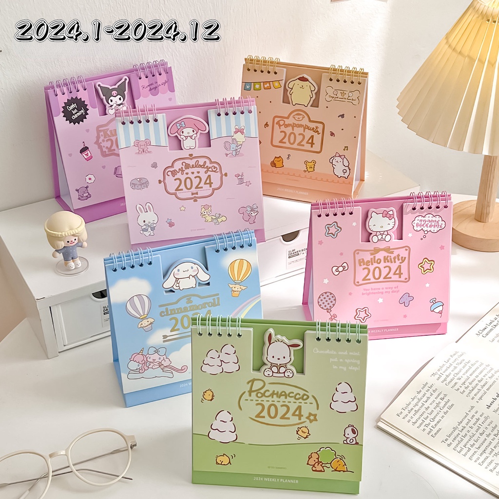 2024 Calendar Sanrio Hello Kitty Cute Creative Desk Calendar Decor Cartoon Stationery School 6543