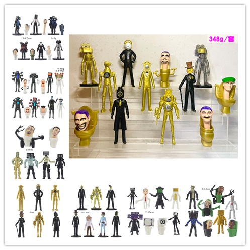 6~13 Pcs/Set Skibidi Toilet Set Gold Color Cameraman Monitor Speakerman ...