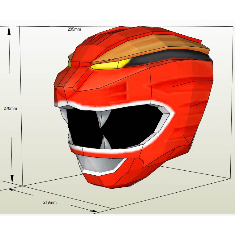 Super Sentai Paper Model Red Gaored Helmet (Hyakujuu Sentai Gaoranger ...