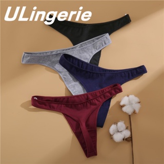 Women Cotton Thong Panties Sexy Briefs Seamless Solid Color Underwear  G-String