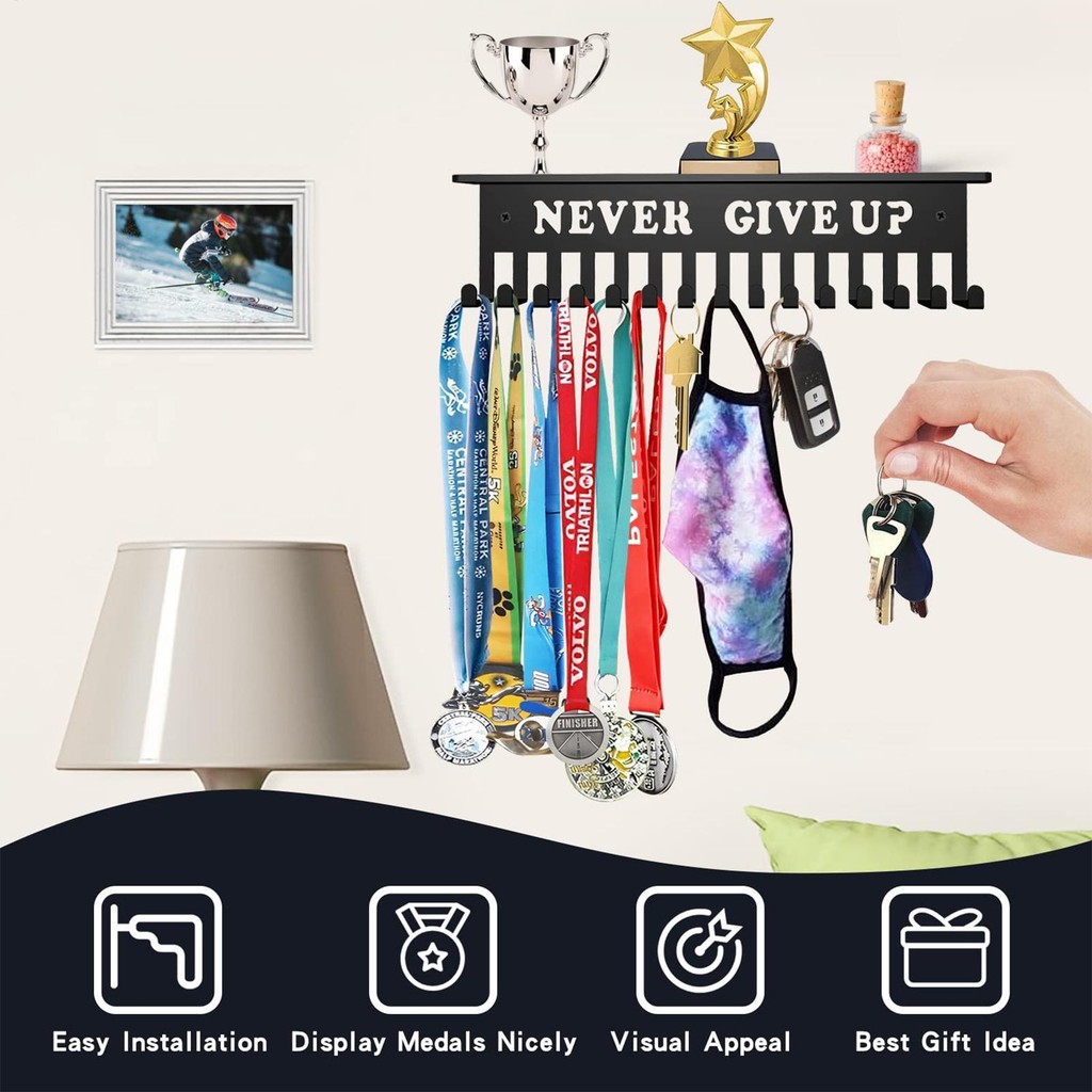 Award Hanger Display Trophy Shelf Never Give up Trophy Display Shelf ...