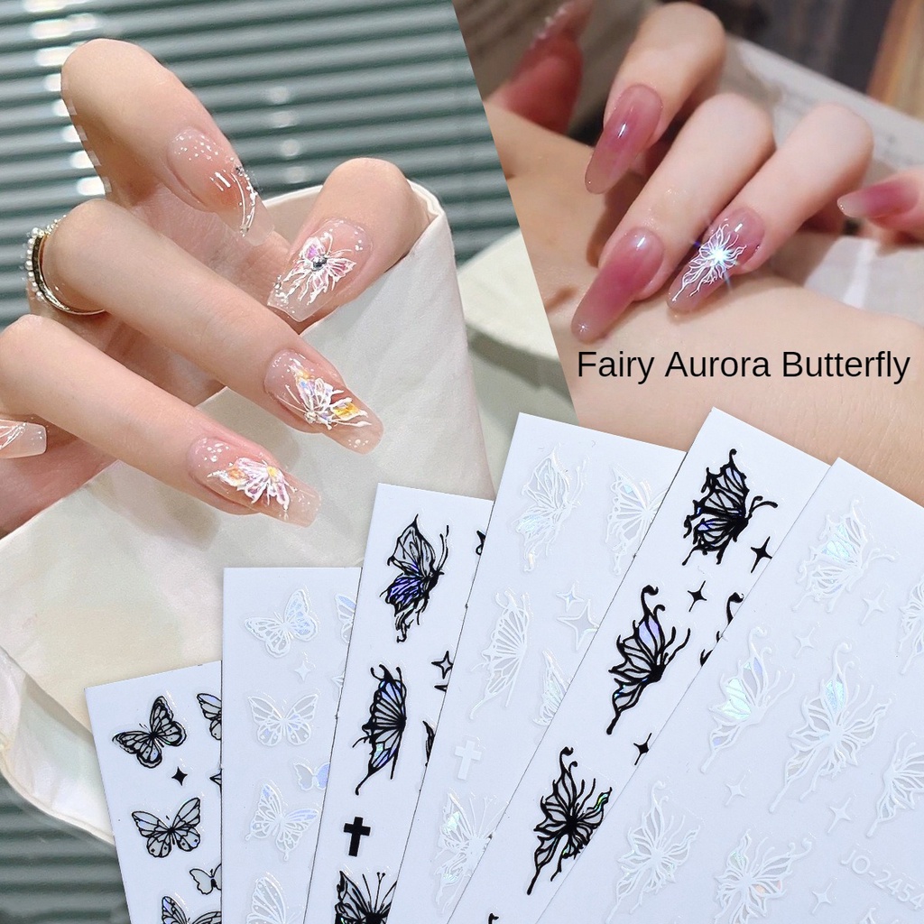 2023 Aurora Butterfly Nail Art Sticker (with adhesive) / Laser