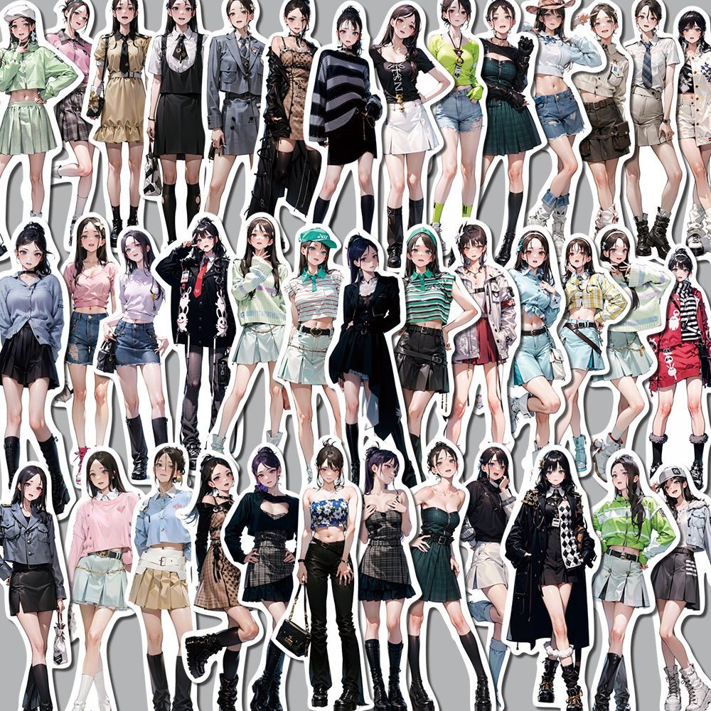 144 anime girl outfit stickers high-looking two-dimensional character ...
