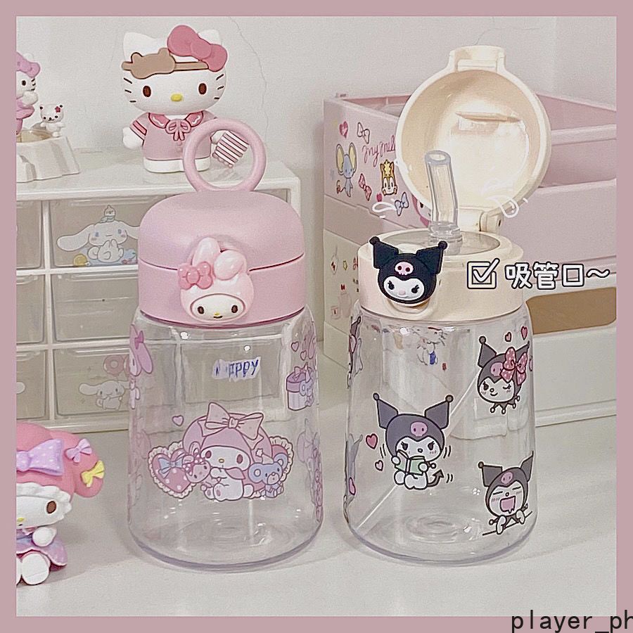 Sanrio Straw Water Cup Cinnamoroll Kuromi Melody Straw Cup Outdoor ...