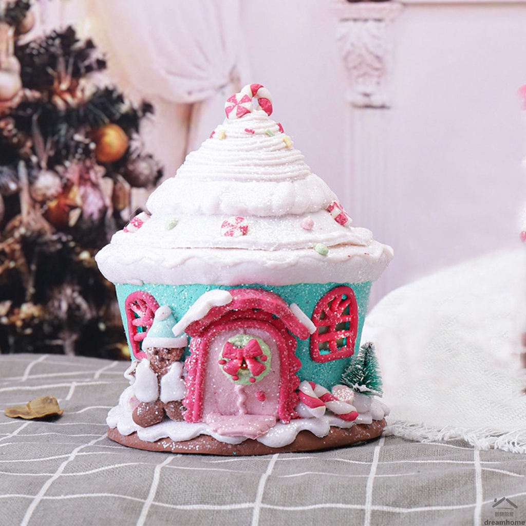 LED Lighted Christmas House Light Up Faux Gingerbread Cottage House