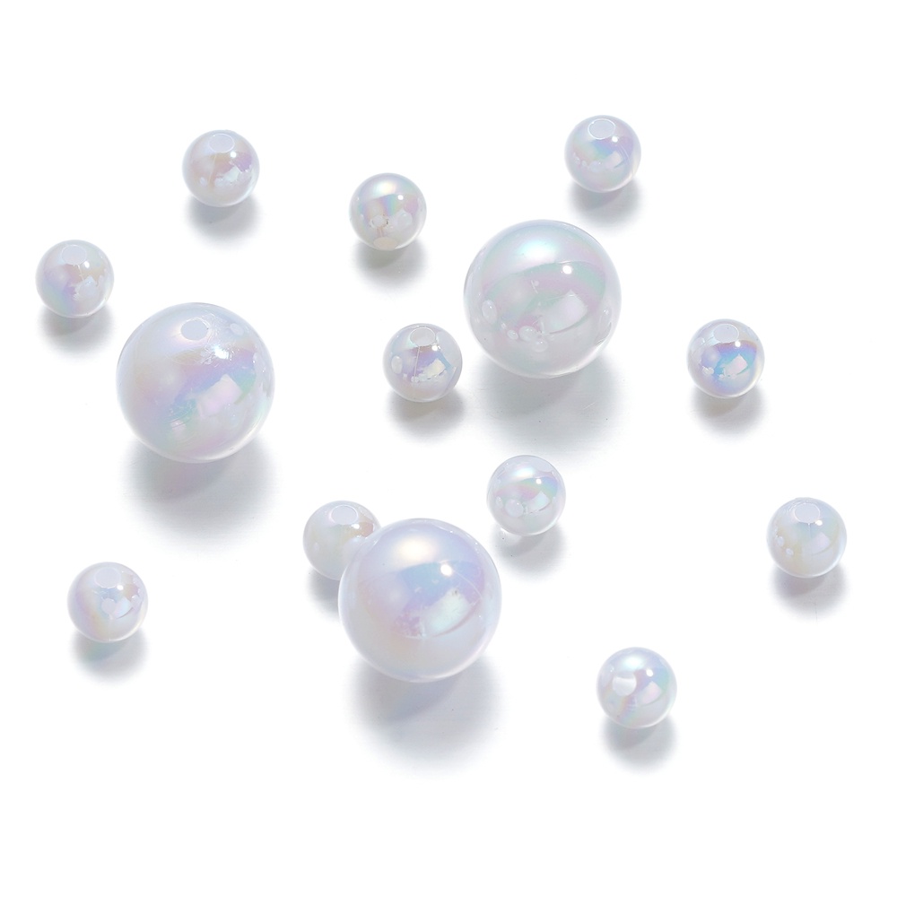 St Kunkka Pcs Mm Transparent Uv Color Plated Acrylic Beads Shiny Round Beads Milk