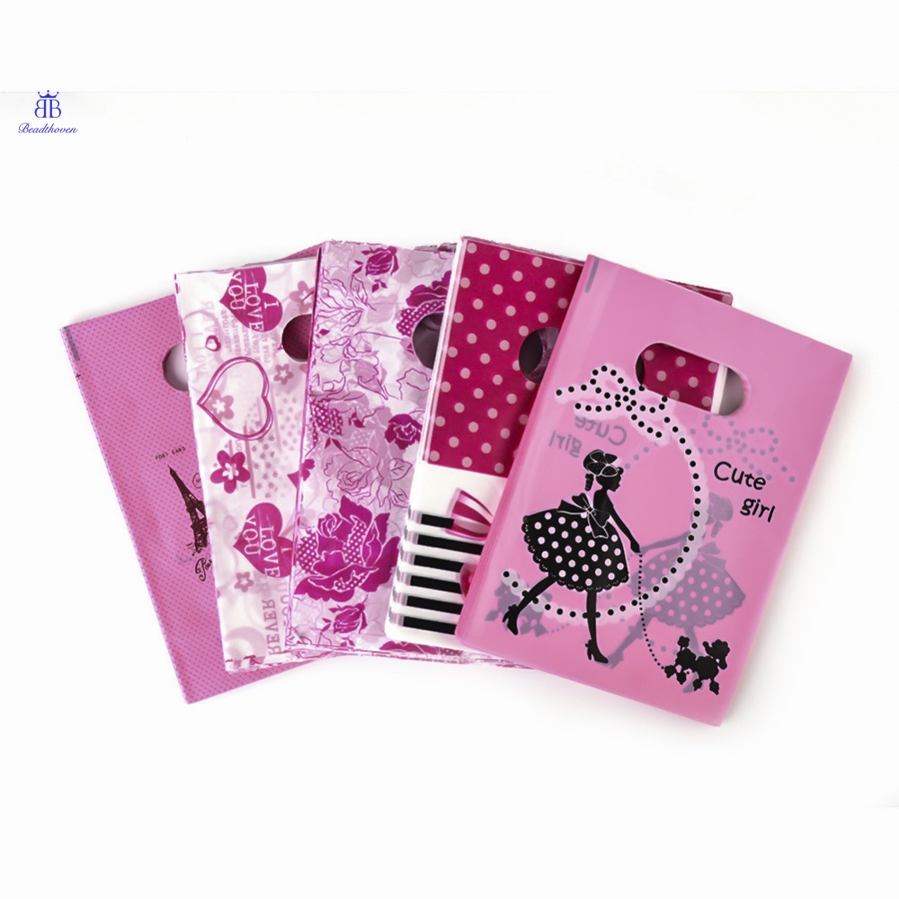 50pc Printed Plastic Bags Rectangle Hot Pink 18x13cm Shopee Philippines