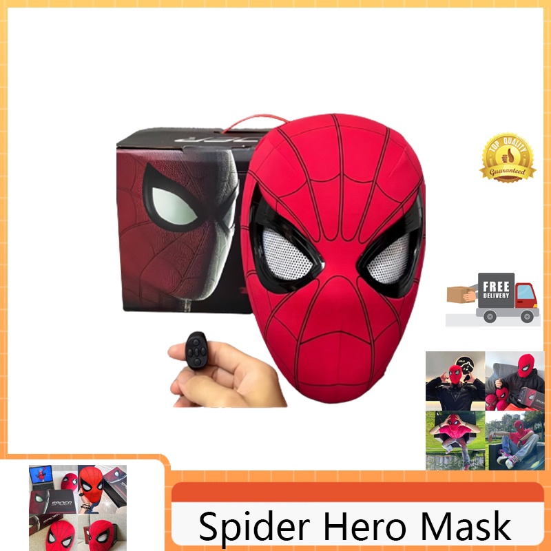 Spider Hero Mask Spider Hero Mask Remote Control Movable Mechanical Eyes Spider Superhero Full