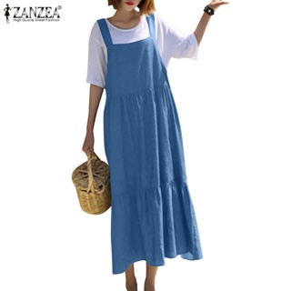 ZANZEA Women's Suspender Skirt Loose Dungaree Strappy Long Shirt Dress Plus  Size