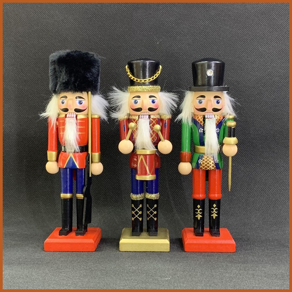 Nutcracker Set Wooden Nutcracker Standing Soldier Figurine Display Set 