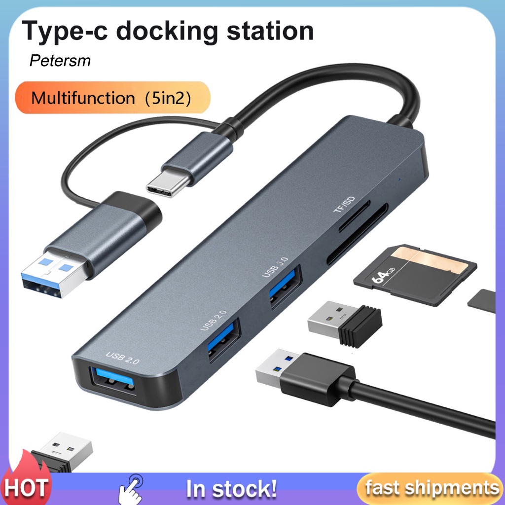PP USB Laptop Docking Station 5 in 1 Multiport USB 2/30 TF Card Reader ...