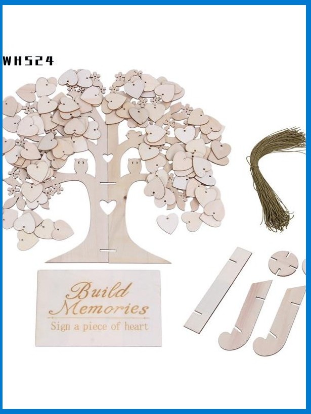 Family Tree Wedding Guest Book, 3D Wooden Guest Sign Book Rustic ...