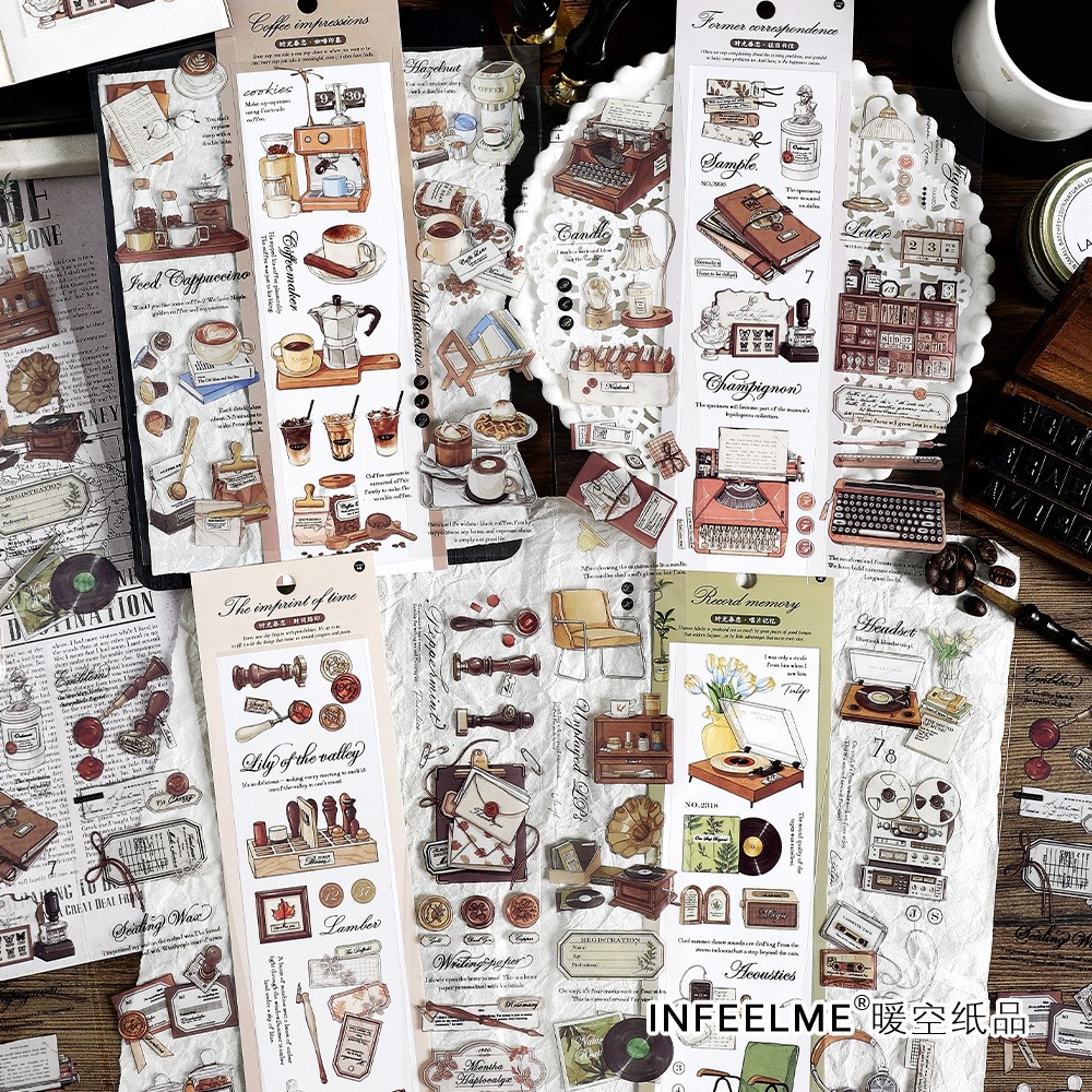 6 pcs Travel Coffee Theme Stickers Vintage Coffee Theme Waterproof ...