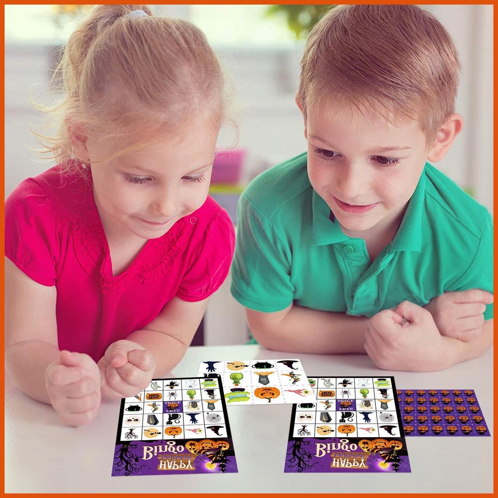Halloween Party Bingo Game Set Fun Bingo Board Game with Cards Thicker