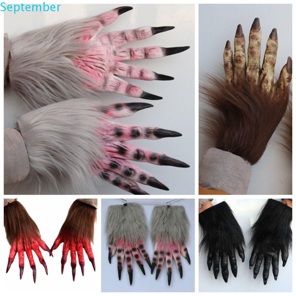 SEPTEMBER Halloween Wolf Gloves, Latex Wolf Claw Werewolf Hand Costume ...