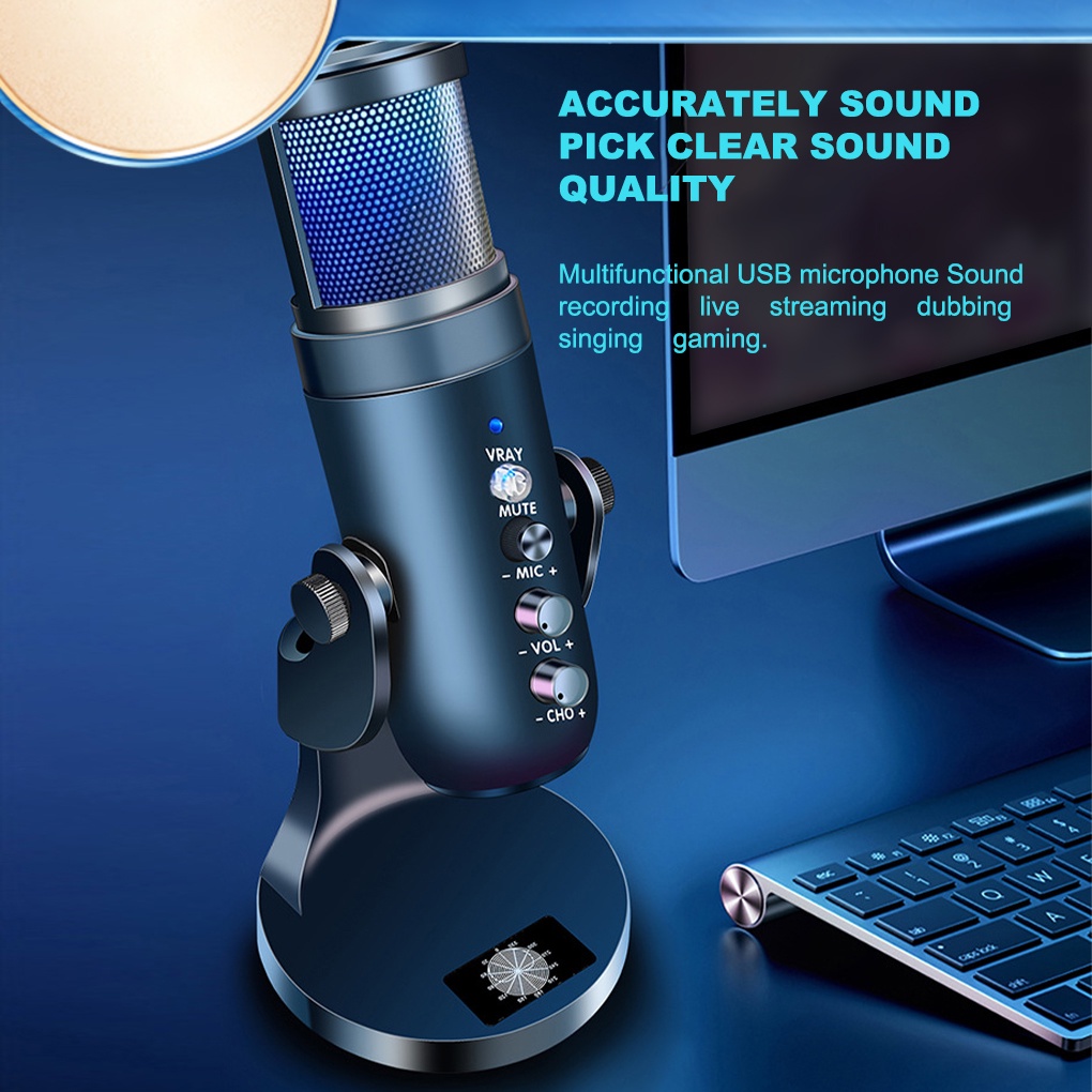 Microphone RGB Dynamic Light Condenser Microphone Desktop Typec PC Mic
