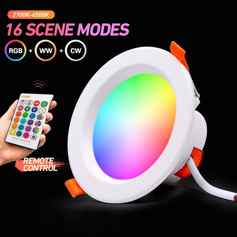LED Smart Downlight Indoor Spotlight Remote Control 15W RGB Ceiling