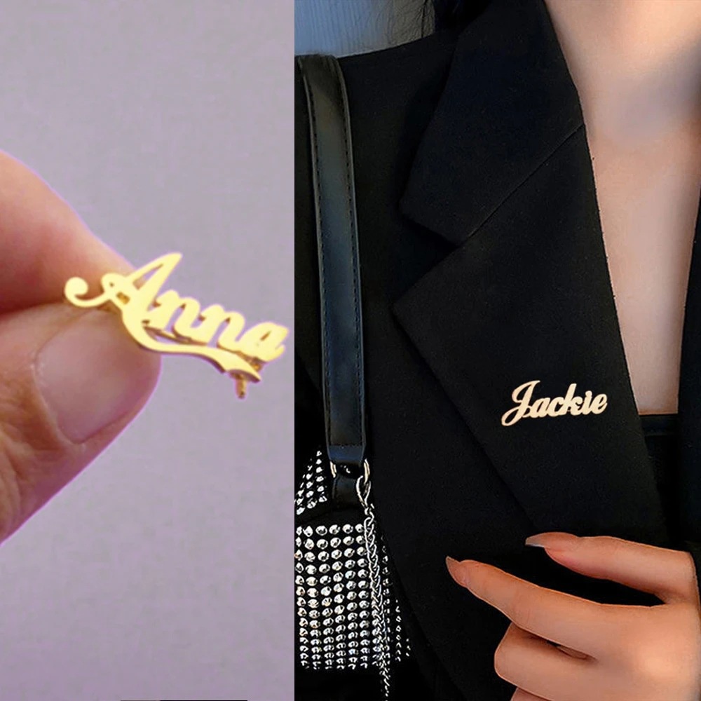 Custom Name Brooch Stainless Steel Nameplate Suit Pin Personalized Fashion DIY Initial Letter Name Accessories Shopee Philippines