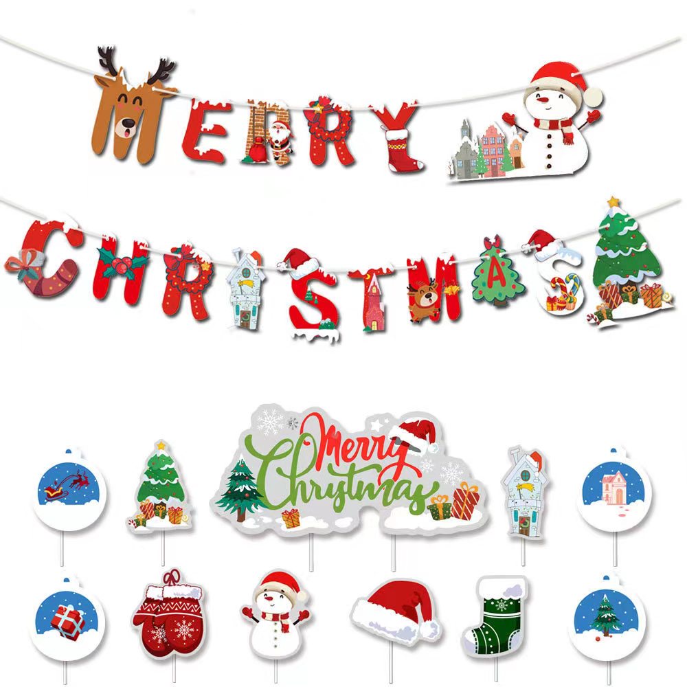 Merry Christmas Banner Cake Toppers Happy New Year 2025 Christmas