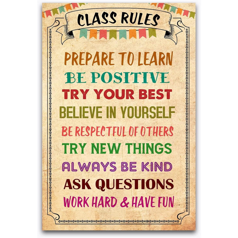 Class Rules Posters for Elementary Middle High School Classroom ...