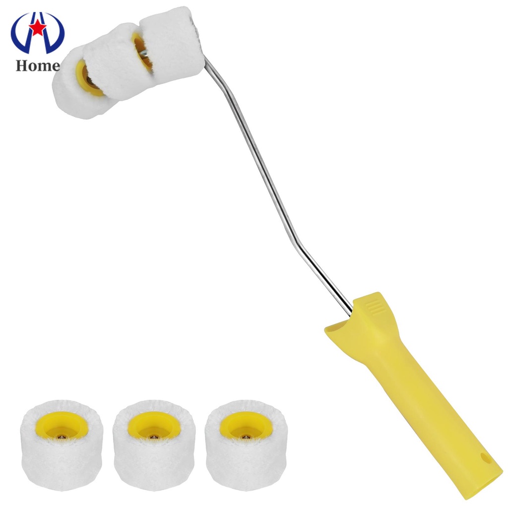 Pipe Paint Roller with Handle 3 Wheels Pipe Tube Roller Brush with