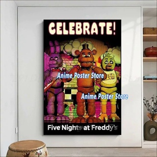 Fnaf Five-night-At-Freddys Anime Game Poster and Print Canvas Painting  Cartoon Bear Wall Art Picture for Room Home Decor Cuadros