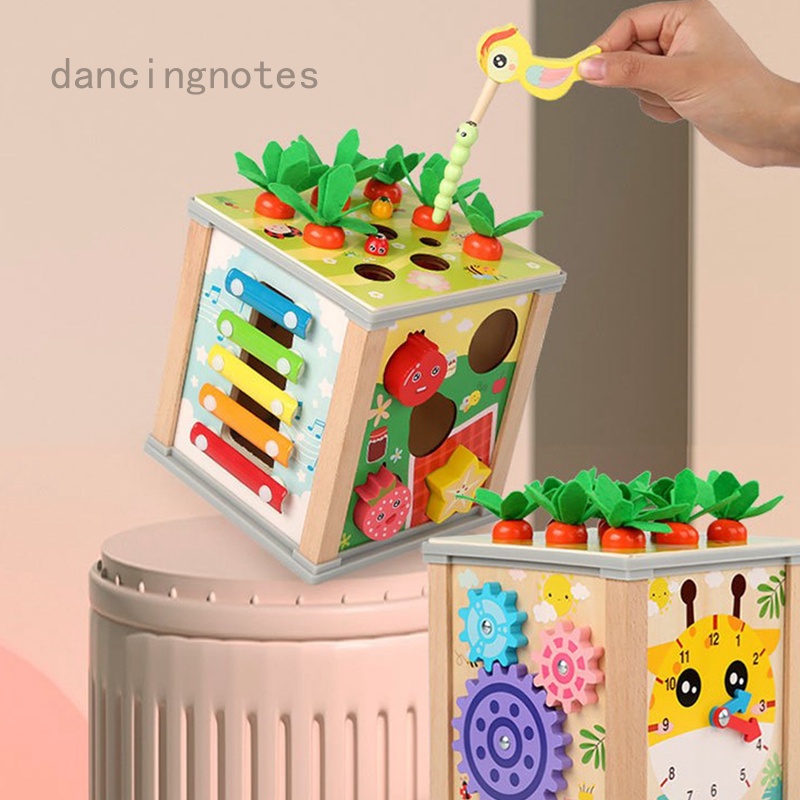 DN Motor Skills Cube Activity Cube Made Of Wood 6 In 1 Montessori Toy ...