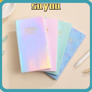 Dazzling 2024 A6 English Agenda Book Laser Color Plan Book Planner