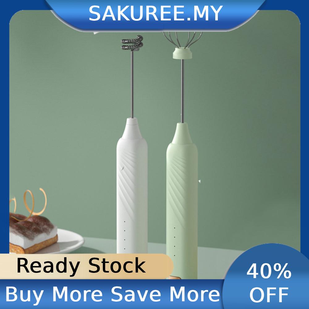 Electric Baking Blender 2 Stainless Steel Whisk Coffee Foamer Kitchen