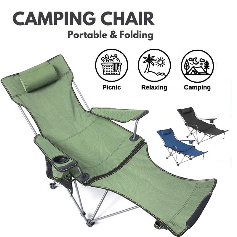 Adjustable Folding Camping Chair Reclining Lounge Chair Multi Purpose Portable Outdoor Chair