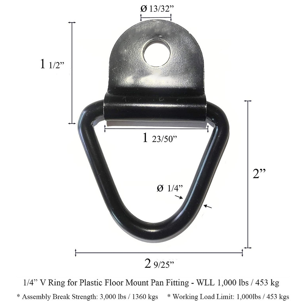 4Pcs 2 Inch Black Steel V-Ring Point Lashing Ring for Trailers Trucks ...