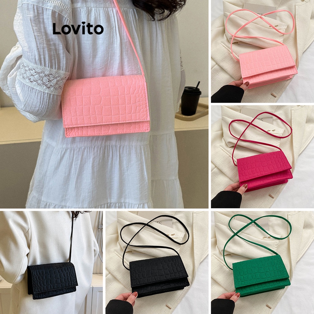 Lovito Women Basic Small Shoulder Bag L63AD302 (Hot Pink/Pink/Green ...
