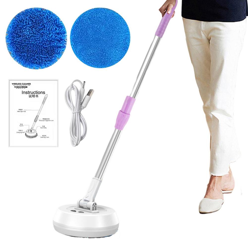 Round Electric Spin Mop Cleaning Brush 180degree Rotation Floor Cleaner Machine Clean Bathroom