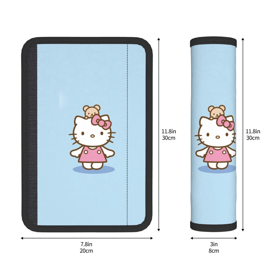 2pcs HELLO KITTY Car Seat Cover Belt Shoulder Pad Seatbelt Black KT