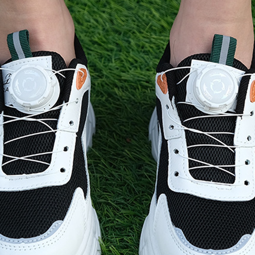 Fresh Look at 1Set Rotating Lazy Shoelaces With Self Locking Button White Black