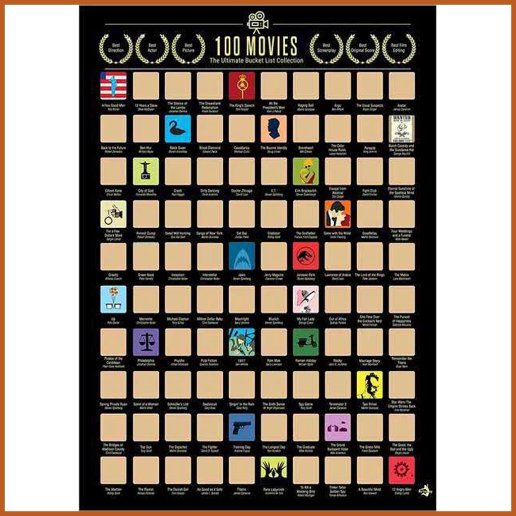 100 Movies Scratch Off Poster 100 Must See Movies Top Films Of All Time Bucket List Movies 7446