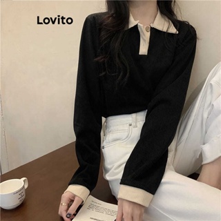 Lovito Women Contrast Collar T-Shirt LNA34115 (Khaki/Black) | Shopee ...