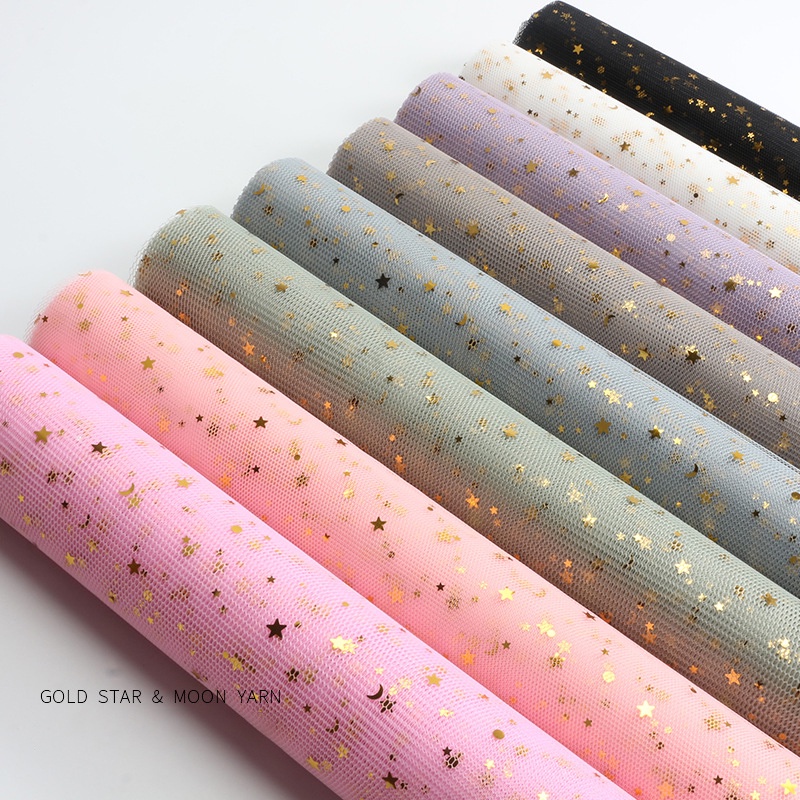 Valentine'S Day Mother's Day Moon Star Galaxy Mesh Tulle Flower Wrapper ...