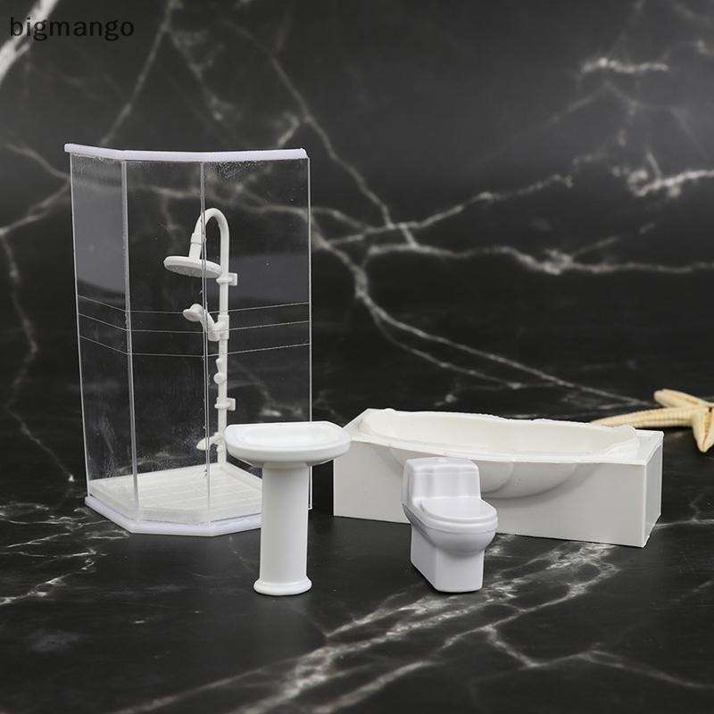 4 Piece Dollhouse Miniature Bathroom Set - Hair Dryer, Comb & Mirror For 1:12 Scale Dollhouses