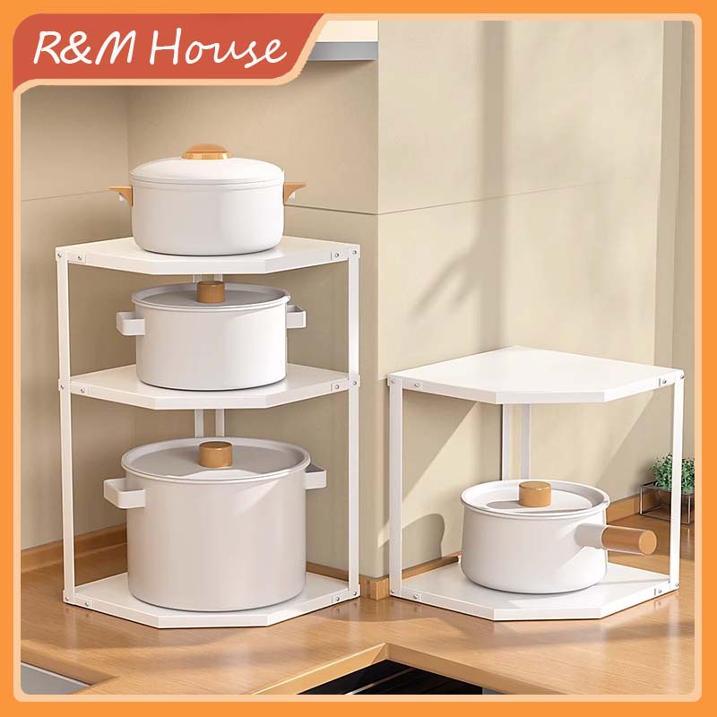 Corner Cabinet Wall Corner Triangle Kitchen Shelf Pan & Pot Rack for ...