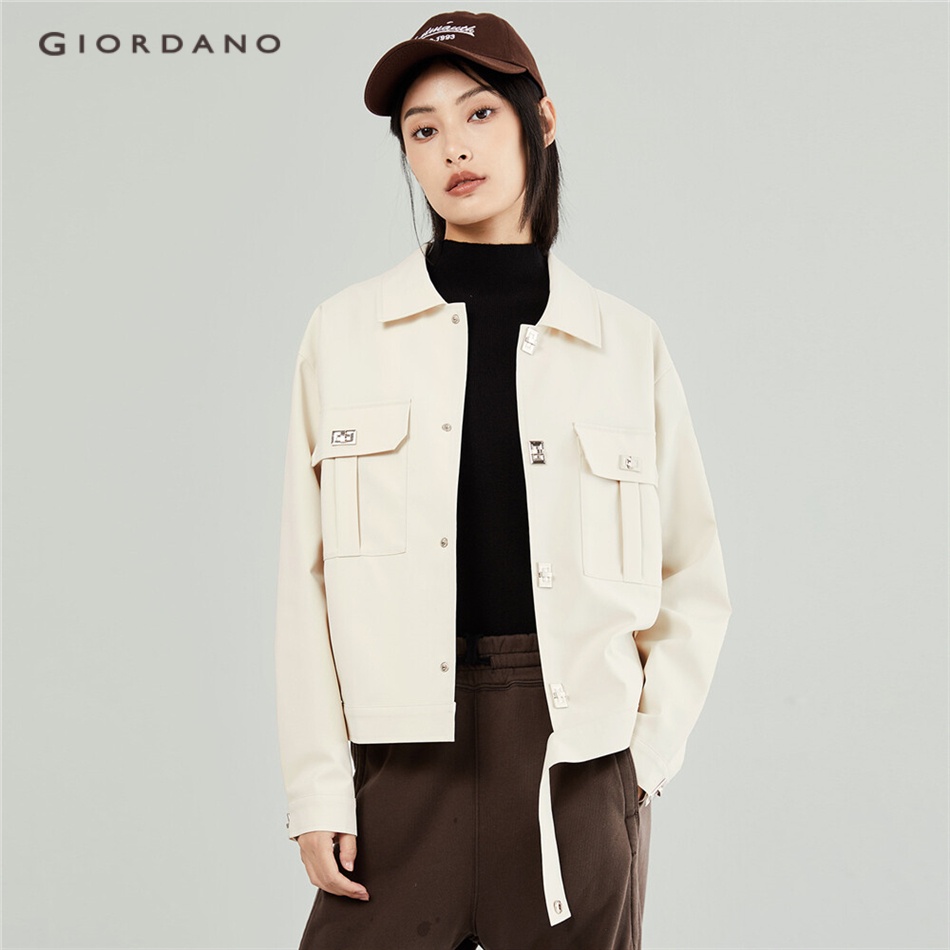 GIORDANO WOMEN Turn down collar loose cargo jacket 18373906 Shopee Philippines