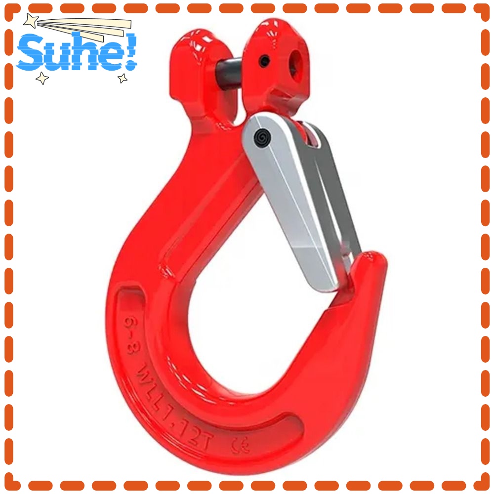 HISUHE Clevis Sling Hook, with Safety Latch Grade 80 Chain Hook, Heavy