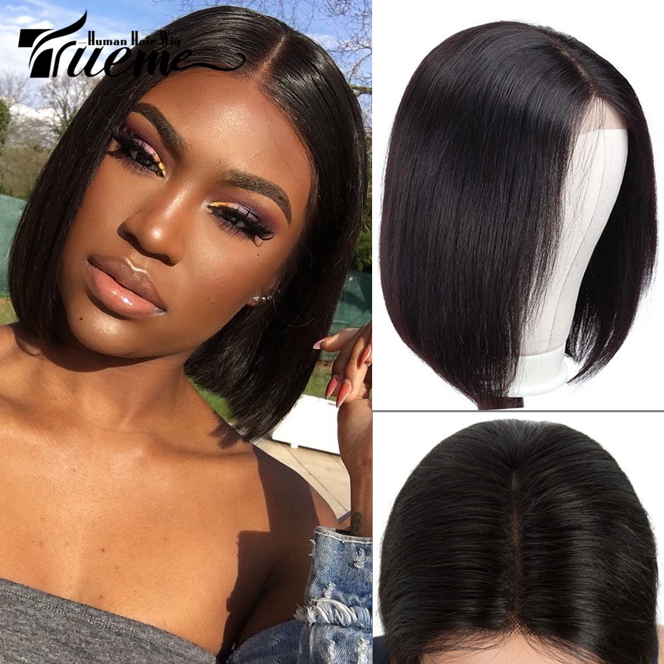 Trueme Ombre Burgundy Straight Bob Lace Front Human Hair Wigs Brazilian ...